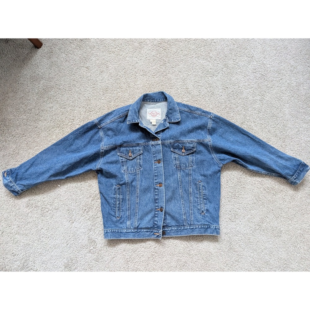 Venezia Denim Trucker Jacket Womens 14/18 Cotton Blue Vintage Oversized Brazil